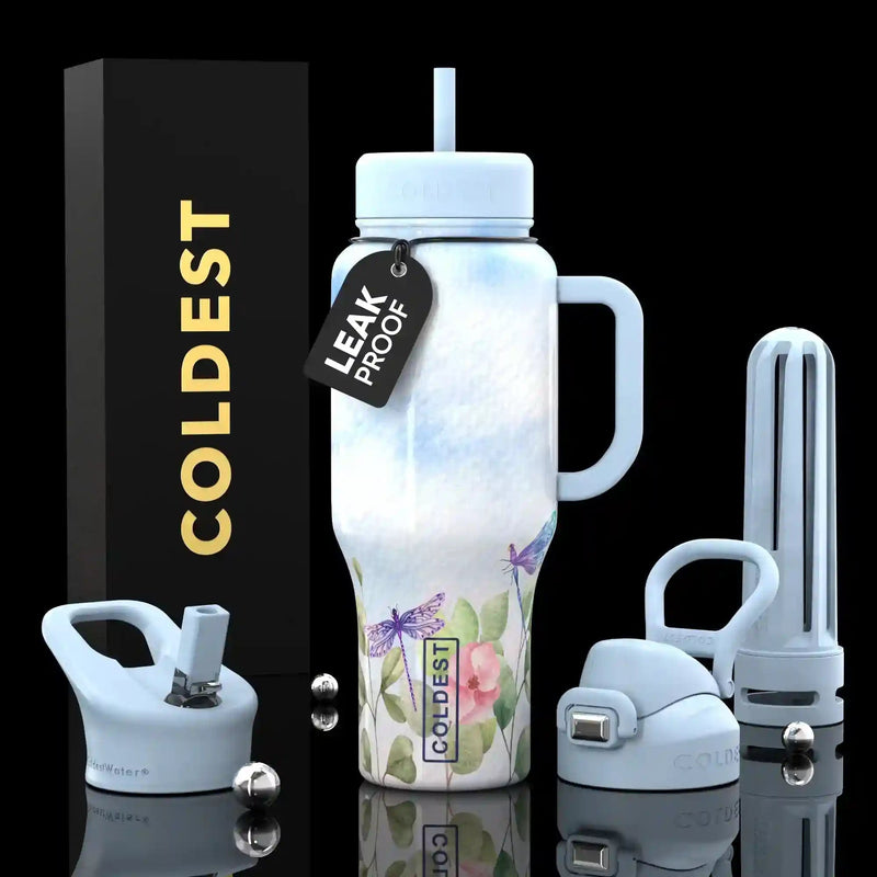 Limitless Ultra 36oz Ultra Water Bottle with three lids and premium stainless steel design