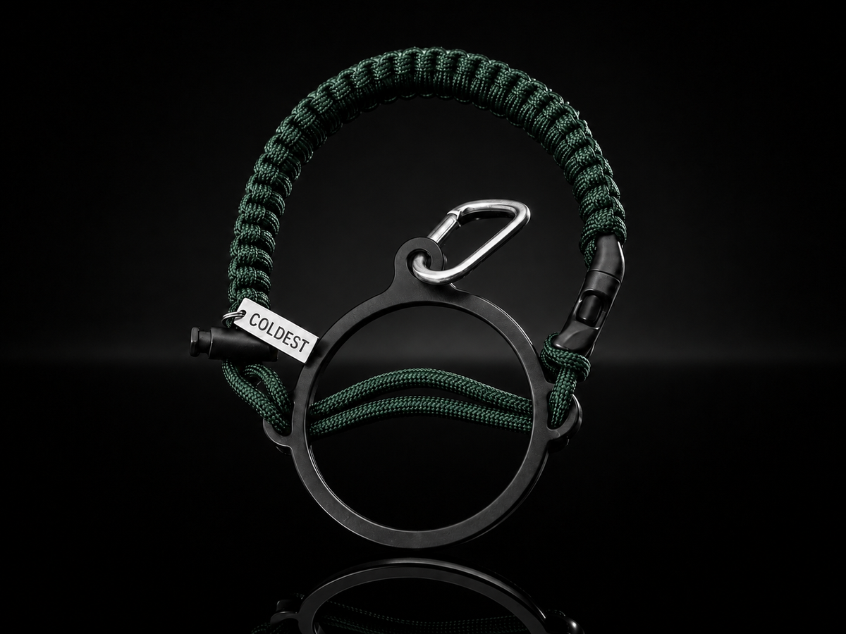 Coldest paracord handle in Dark Green for wide-mouth water bottles