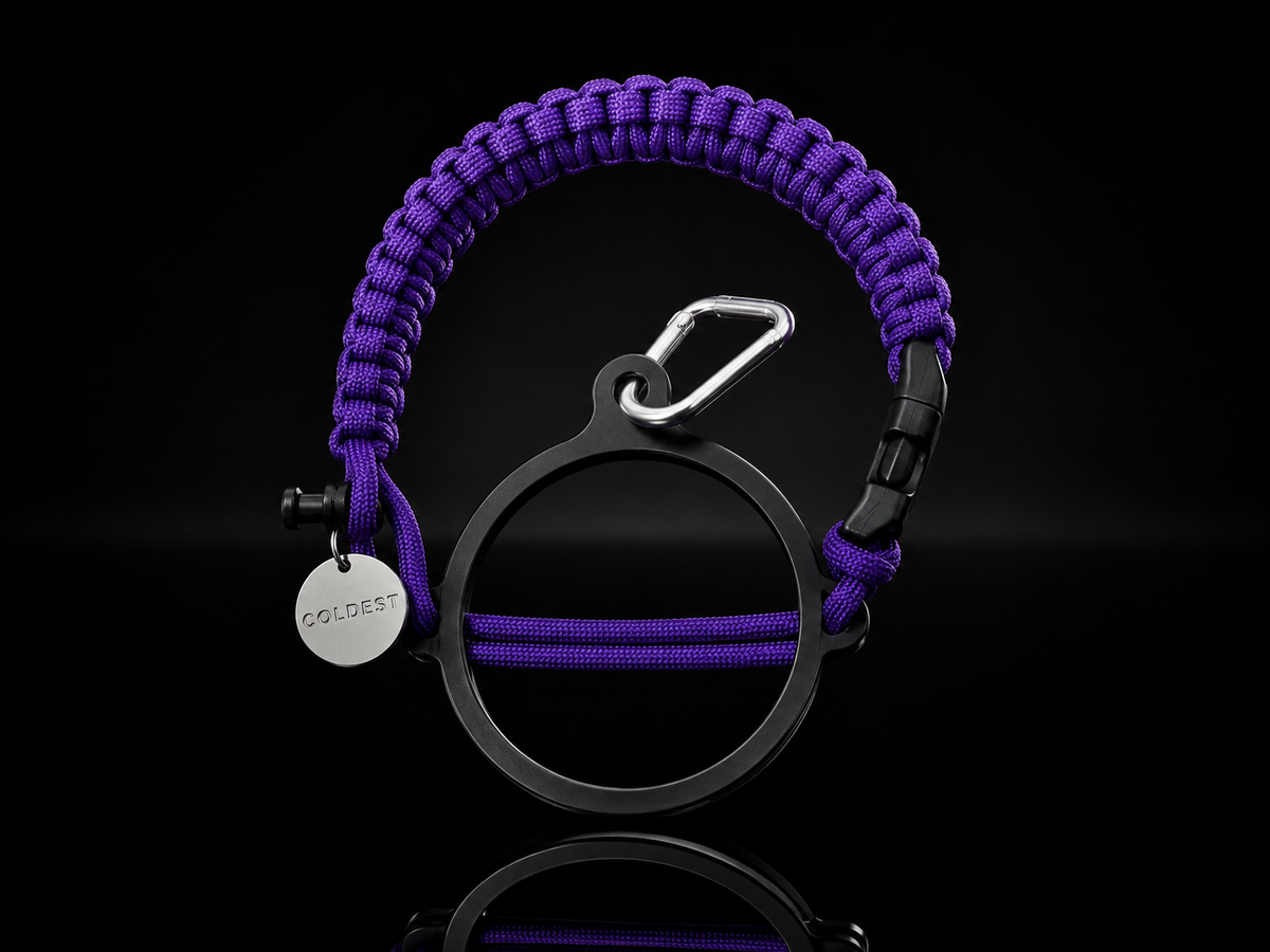 Coldest paracord handle in Dark Purple for wide-mouth water bottles