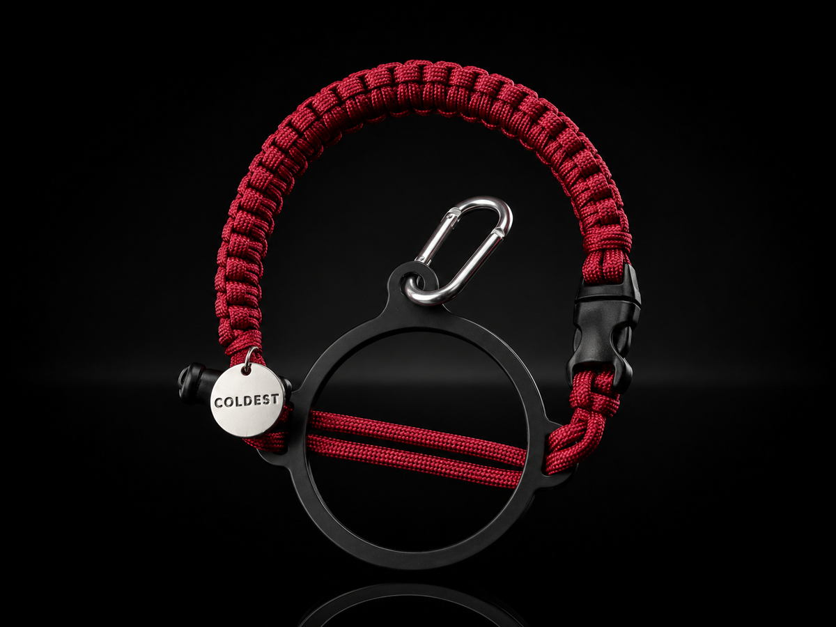 Coldest paracord handle in Maroon for wide-mouth water bottles