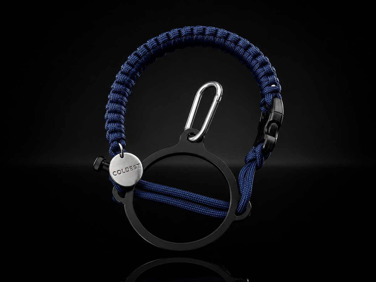 Coldest paracord handle in Navy for wide-mouth water bottles