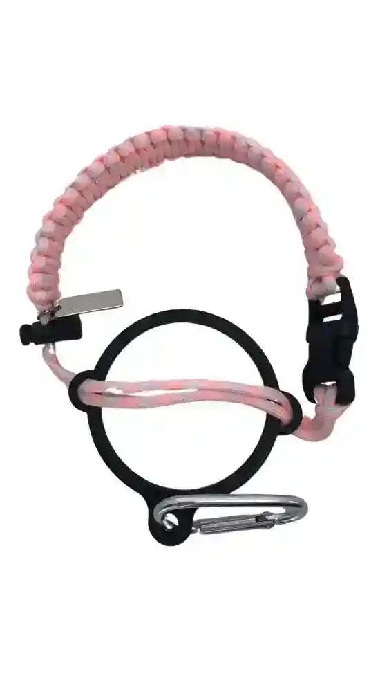Coldest paracord handle in Glowie Pink and White for wide-mouth water bottles
