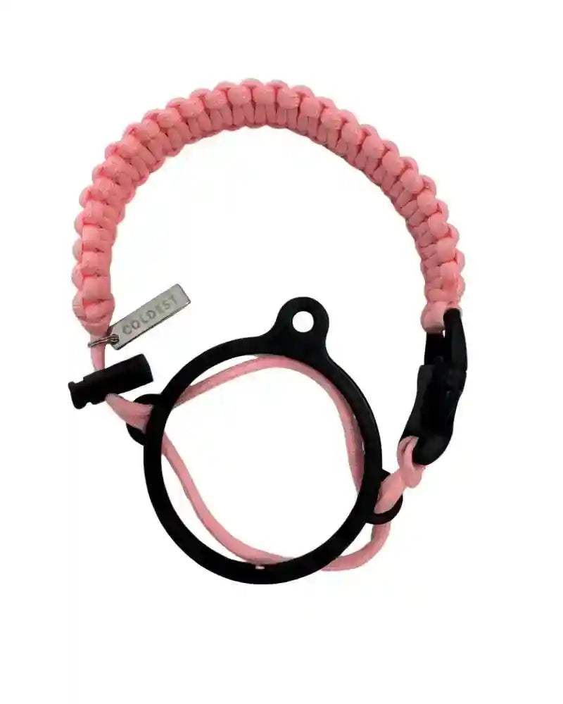 Coldest paracord handle in Glowie Pink for wide-mouth water bottles