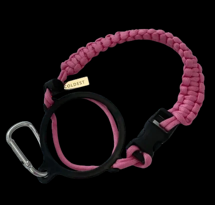 Coldest paracord handle in Poppin' Pink for wide-mouth water bottles