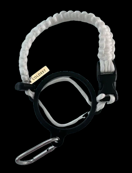 Coldest paracord handle in White for wide-mouth water bottles